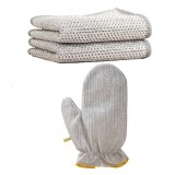 Set 2 Lavete si Manusi de Curatare Multifunctionale, Argintii, 20x20cm, Oem
