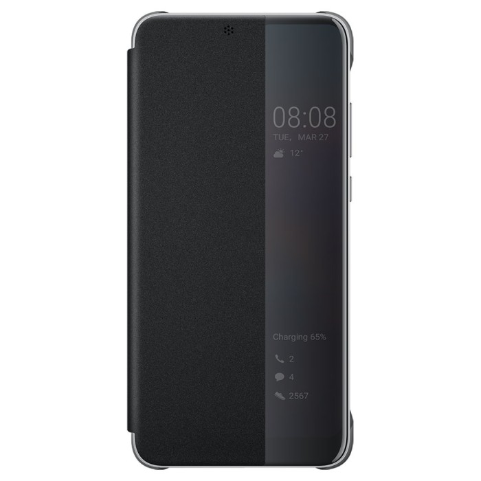 Husa HUAWEI P30 - Flip Wallet Clear (Negru)
