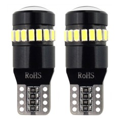 Bec de pozitie tip LED Canbus, T10 W2.1x9.5 W5W, 12V-24V, 18 SMD 3014 + 1SMD, culoare alb, AMIO, set 2 buc
