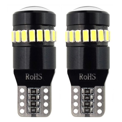 Bec de pozitie tip LED Canbus, T10 W2.1x9.5 W5W, 12V-24V, 18 SMD 3014 + 1SMD, culoare alb, AMIO, set 2 buc foto