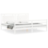 Cumpara ieftin Cadru pat cu tablie 200x200 cm, alb, lemn masiv