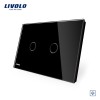 Intrerupator dublu cu variator cu touch Livolo din sticla - standard italian SmartElectro IntelligentHouse