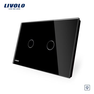 Intrerupator dublu cu variator cu touch Livolo din sticla - standard italian SmartElectro IntelligentHouse foto