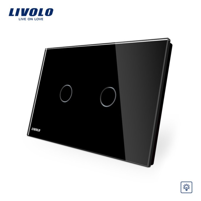 Intrerupator dublu cu variator cu touch Livolo din sticla - standard italian SmartElectro IntelligentHouse
