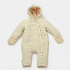 Salopeta de iarna pentru bebelusi, Winter muselin, 100% bumbac - Stone, BabyCosy (Marime: 9-12 luni)