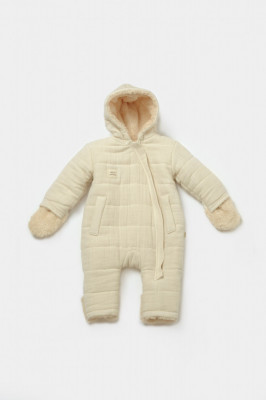 Salopeta de iarna pentru bebelusi, Winter muselin, 100% bumbac - Stone, BabyCosy (Marime: 3-6 Luni) foto