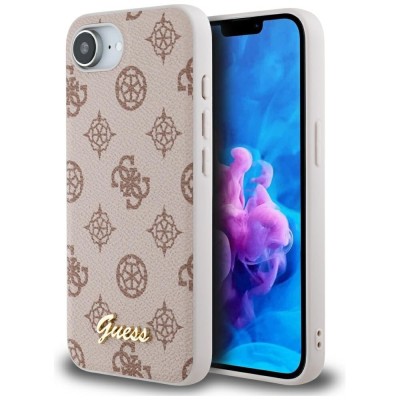 Husa iPhone 16e Guess Peony Script MagSafe, maro, GUHMPSE4PGPYSW foto