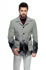 Palton barbati in carouri din lana cotta B162 foto