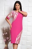 Cumpara ieftin Rochie Ocazie Fucsia Yves, Croi Drept, Broderie, Crep Stretch, Marime 48