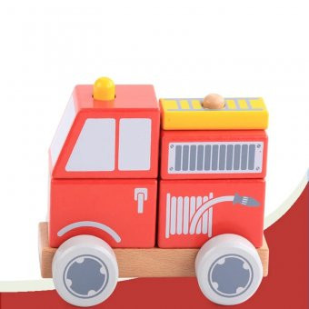Masina de pompieri din lemn foto