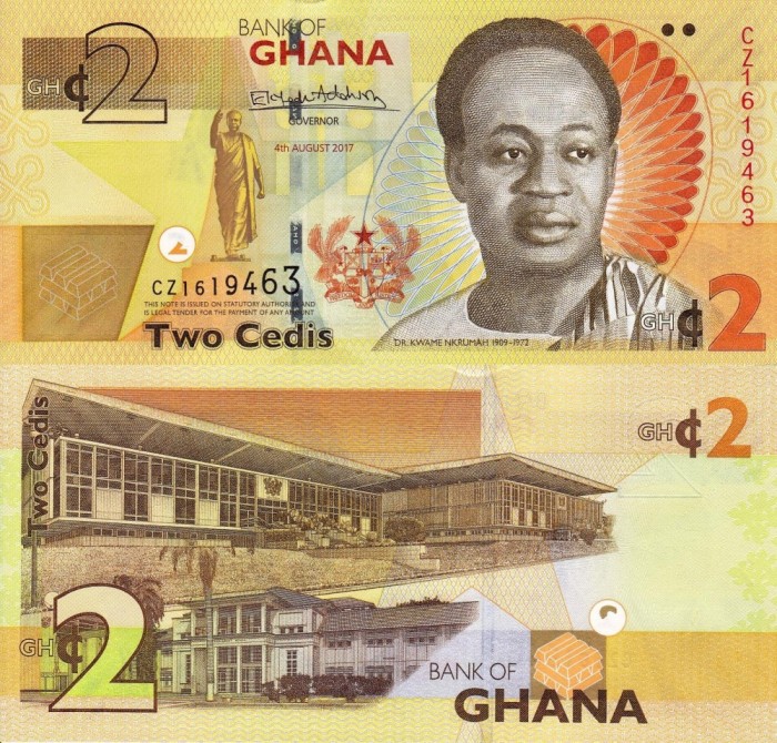 GHANA 2 cedis 2017 UNC!!!