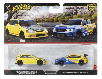 HOT WHEELS PREMIUM SET 2 MASINUTE METALICE HONDA CIVIC 99 TIP R EK9 SI HONDA CIVIC TIP R SCARA 1:64 SuperHeroes ToysZone foto
