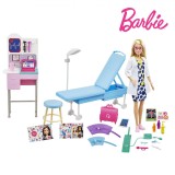Set Barbie Cabinet Medical, Mattel, Papusa cu Echipament Medical, Multicolor