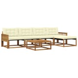 vidaXL Set de canapele de exterior cu pernă 6 pcs Natural și Crem 3381378