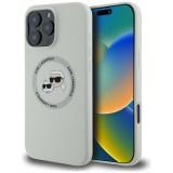 Husa Karl Lagerfeld iPhone 16 Pro Max Silicone MagSafe, Karl&amp;Choupette Head, bej, KLHMP16XSKCHTCE