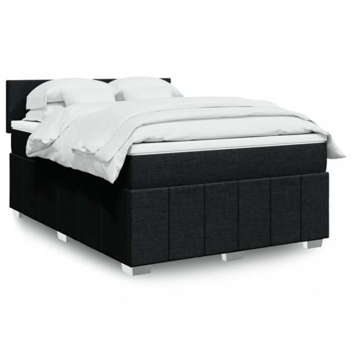 vidaXL Pat box spring cu saltea, negru, 140x190 cm, textil 3287058
