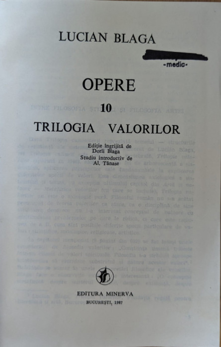 Opere 10 Trilogia Valorilor - Lucian Blaga ,559219