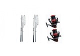 Set 2 Lansete Feeder 3.9m, 120-180g + 2 Mulinete Top Feeder 5000, Tambur Metalic