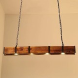 Lustra LED Vintage LV565/4, 12W Rustic Barn, Lemn si Metal, 100cm, Negru ModernLight Concept
