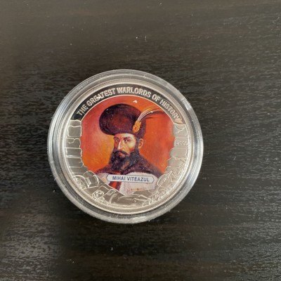 Mihai Viteazul, monedă 5 dolari liberieni, placată cu argint foto