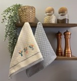 Cumpara ieftin Set de 2 prosoape bucătărie, bumbac 100%, Odel Buldan Grey Flowers