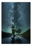 Tablou Canvas Peisaj Nocturn cu Calea Lactee Multicolor, 26 x 39 cm, CMCLASS