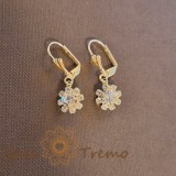 Cercei placati cu aur cu cristale zirconia albe Flora - 2.5 cm