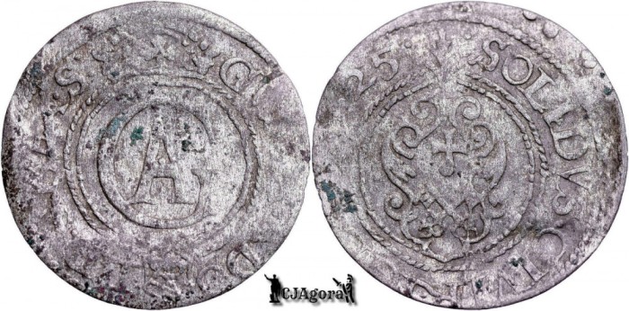 1625, 1 Solidus - Gustav al II-lea -Orașul Riga - Imperiul Suedez