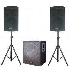 Kit subwoofer 18 inch, 2 sateliti 12 inch, 2 stand boxa, amplificator 2.1, 1200 W foto