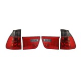 Set lampa spate tuning BMW X5 (E53), 01.1999-10.2006, partea stanga+dreapta, rosu-alb-fumuriu, transparent, cu lampile interioare, cu suport becuri,T