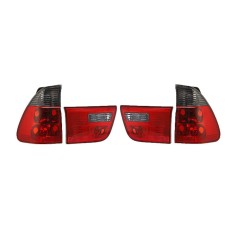 Set lampa spate tuning BMW X5 (E53), 01.1999-10.2006, partea stanga+dreapta, rosu-alb-fumuriu, transparent, cu lampile interioare, cu suport becuri,T foto