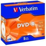 Mediu optic Verbatim DVD-R 4.7GB 16x 5 bucati colorat