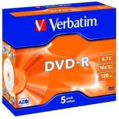 Mediu optic Verbatim DVD-R 4.7GB 16x 5 bucati colorat foto