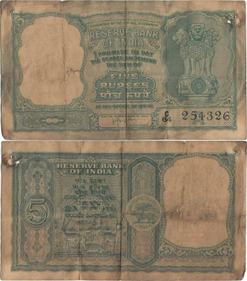1957 , 5 rupees ( P-35b ) - India foto