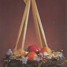 Ungaria, carte postala felicitare de Pasti, circulata in Romania, 1980