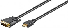 Cablu HDMI/DVI-D tata - DVI-D (18+1) tata contacte aurite 2m, Goobay; Cod EAN: 4040849515804 foto