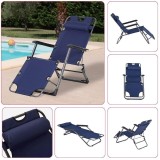 Sezlong pliabil cu Perna Captusita, Cadru Metalic si Panza Oxford 600D Impermeabila, rezistent UV, Mag 150 kg, 178x60x79 cm, Nav