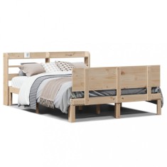 vidaXL Cadru de pat cu tăblie, 140x190 cm, lemn masiv pin 3306819