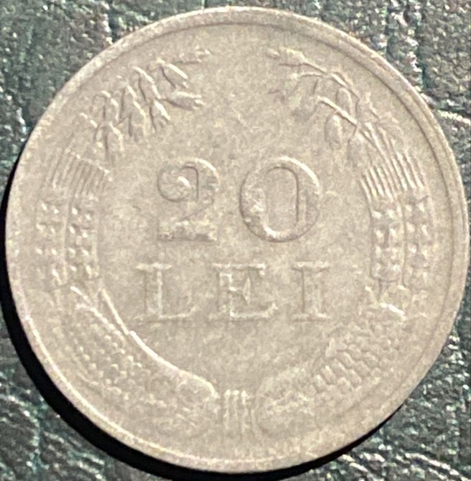ROMANIA 20 LEI 1942 / ZINC, 6 g. / 26 mm./ PIESA DIN POZE
