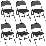 HOMCOM Set de 2 scaune pliante, scaune de birou portabile, picioare din oțel, scaun pliant pentru birou, recepție, sala de așteptare, piele ecologică,