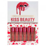 Cumpara ieftin Set Cadou 6 Rujuri Lichide Mate - Kiss Beauty Liquid Lipstick AX, 6 x 10 ml