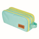 Penar tip etui, neon, 3 compartimente, menta/galben, Herlitz