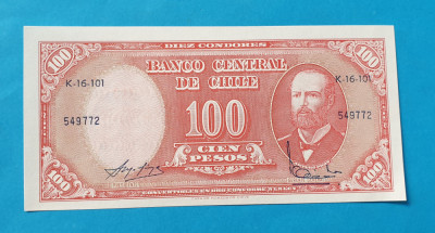 100 Pesos - Bancnota Chile - piesa SUPERBA - UNC foto