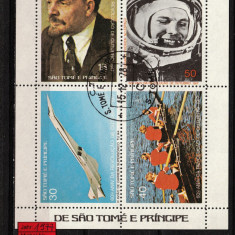 Sao Tome e Principe, 1977 | Revoluţia bolşevică - Gagarin - Cosmos | bloc | aph