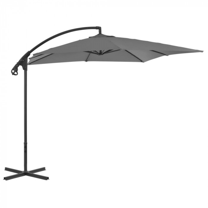 Umbrelă suspendată cu st&acirc;lp din oțel, antracit, 250 x 250 cm