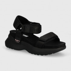 Pepe Jeans sandale PLS90653 femei, culoarea negru, cu platforma, VENUS BLOCK