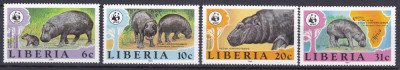 DB1 Fauna WWF Liberia Hipopotami 4v MNH foto