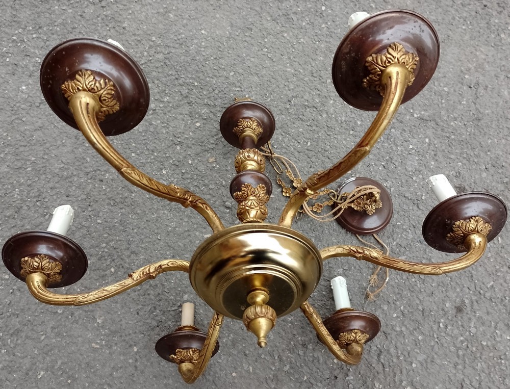 Candelabru antic cu 6 brate in stilul francez Empire din bronz masiv |  Okazii.ro