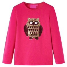 Tricou pentru copii cu m&acirc;neci lungi, roz aprins, 128