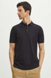 Medicine tricou polo din in barbati, culoarea negru, neted